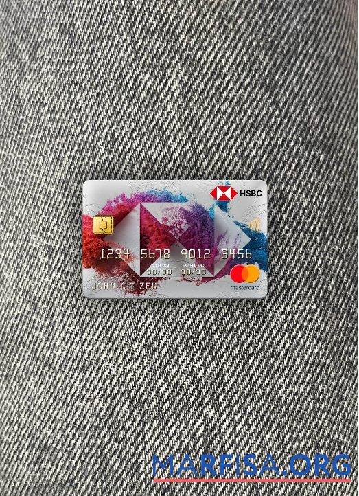 Realistic Luxembourg HSBC bank mastercard photolook front download for verification
